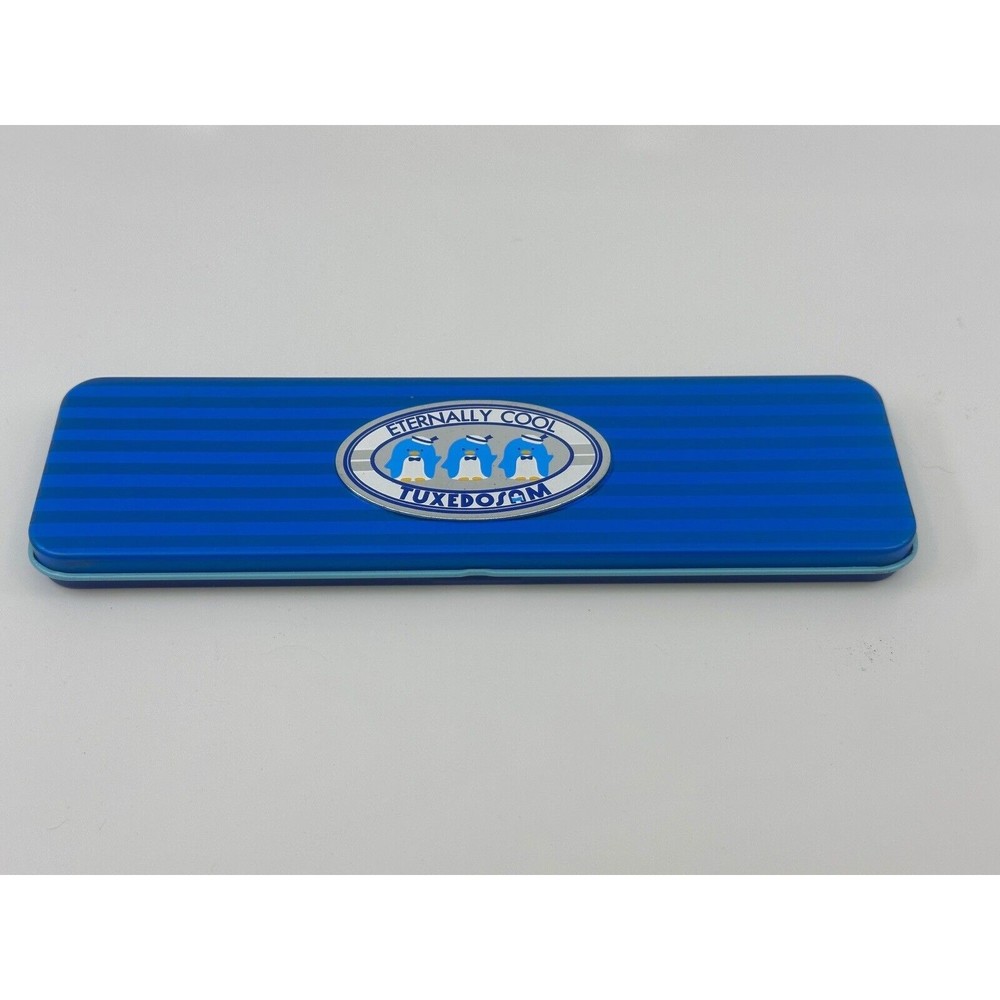 RARE Vintage Sanrio Tuxedo Sam Pencil Pen Aluminum Case Blue 1979 Debut Year